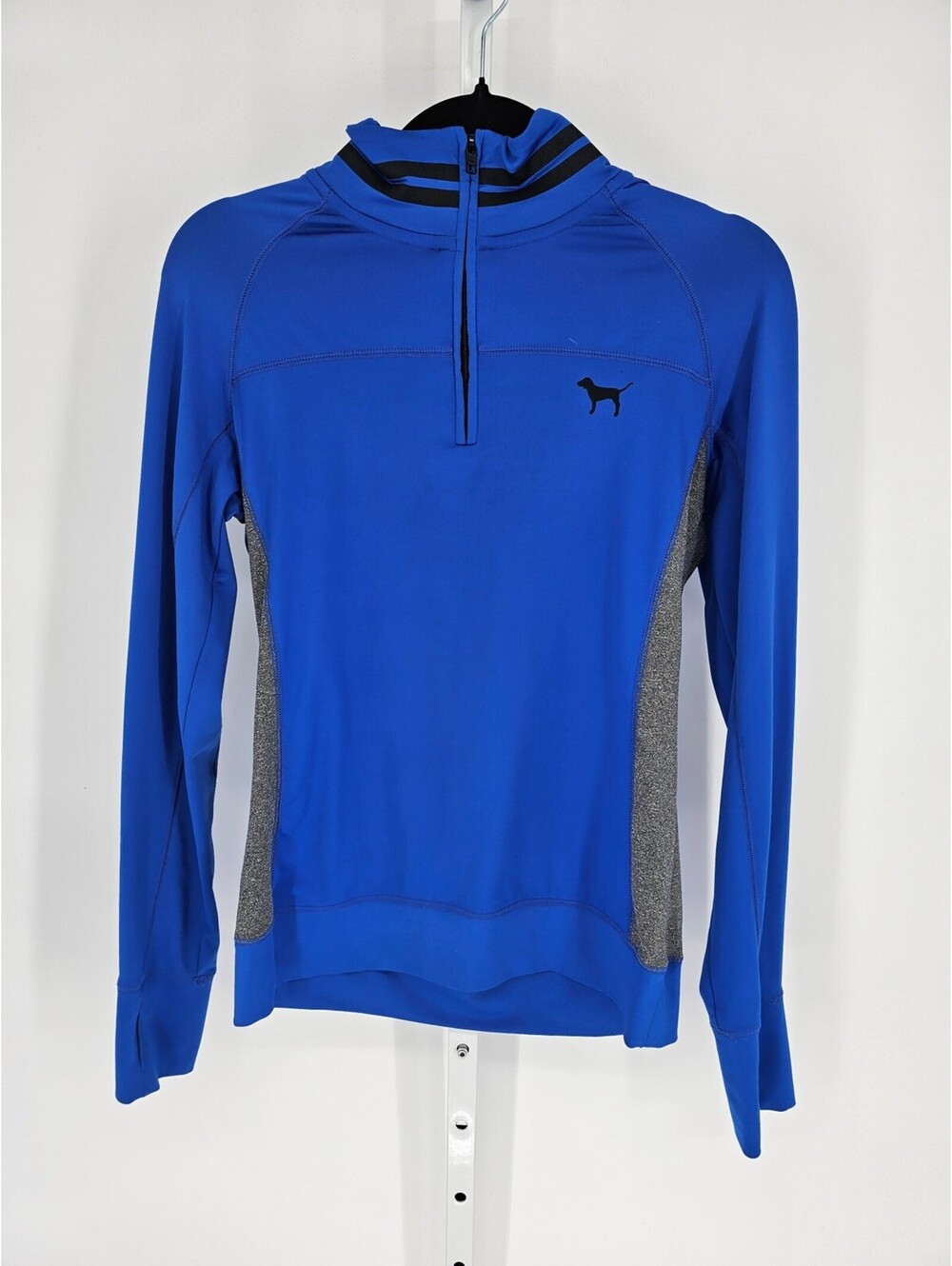 PINK by Victorias Secret Womens Sz S 1/4 Zip Fitted Track Jacket Bright Blue
